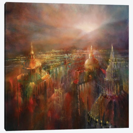 The City Awakening Canvas Print #ASK149} by Annette Schmucker Canvas Artwork