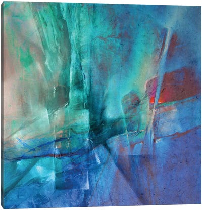 Abstract Composition - Emerald And Red Canvas Art Print - Annette Schmucker