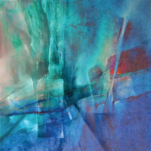 Annette Schmucker: Abstract Composition - Emerald And Red by Annette Schmucker