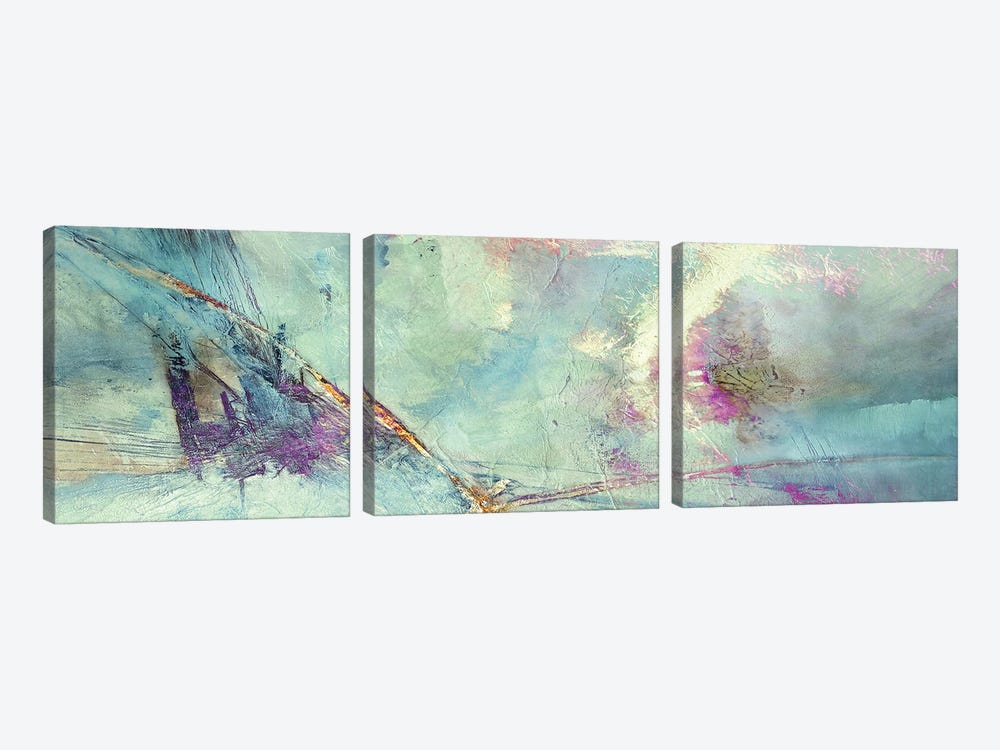 Flying Away - Soft Turquoise And Pink by Annette Schmucker 3-piece Canvas Art Print