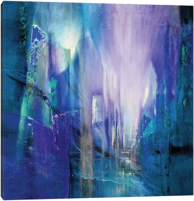 Transparency - Blue, Purple And Turquoise Canvas Art Print - Annette Schmucker