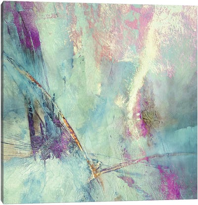 Flying Away - Soft Rose And Bright Turquoise Canvas Art Print - Annette Schmucker