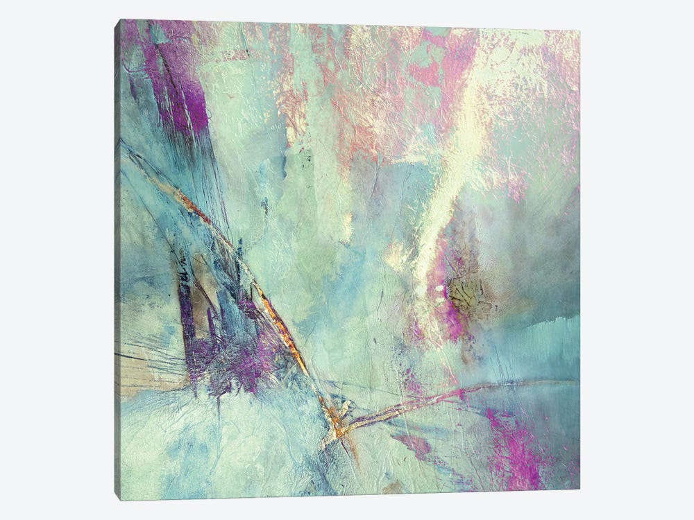 Flying Away - Soft Rose And Bright Turquoise by Annette Schmucker 1-piece Canvas Wall Art