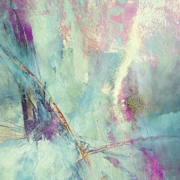 Annette Schmucker: Flying Away - Soft Rose And Bright Turquoise by Annette Schmucker