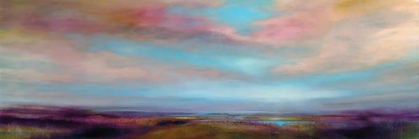 Annette Schmucker: Heathland - Turquoise Sky And Rose Clouds by Annette Schmucker