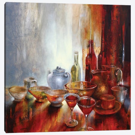 Still Life With A Grey Tea Pot Canvas Print #ASK194} by Annette Schmucker Canvas Art