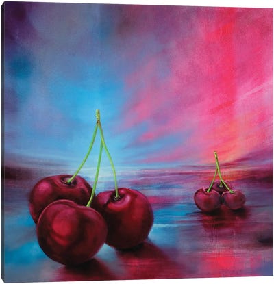 Cherries - And A Bright Day Canvas Art Print - Purple Art
