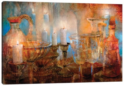 Still Life With Seven Candles Canvas Art Print - Annette Schmucker