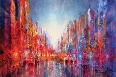 City On The River I by Annette Schmucker framed canvas print