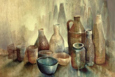 Still Life With Bowles And Bottles by Annette Schmucker canvas print