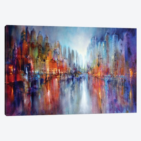 City On The River II Canvas Print #ASK25} by Annette Schmucker Canvas Artwork