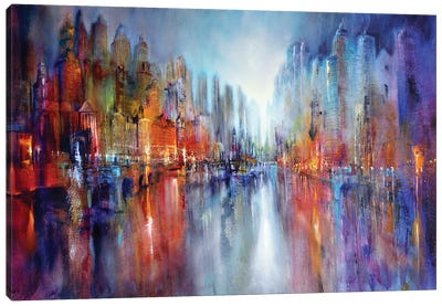 City On The River II Canvas Art Print - Annette Schmucker