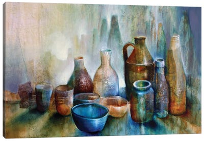 Still Life With Blue Bowl Canvas Art Print - Annette Schmucker