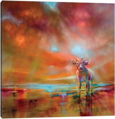 The Coloured Cow Canvas Art Print - Annette Schmucker