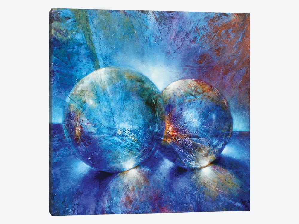 Two Blue Marbles by Annette Schmucker 1-piece Canvas Print