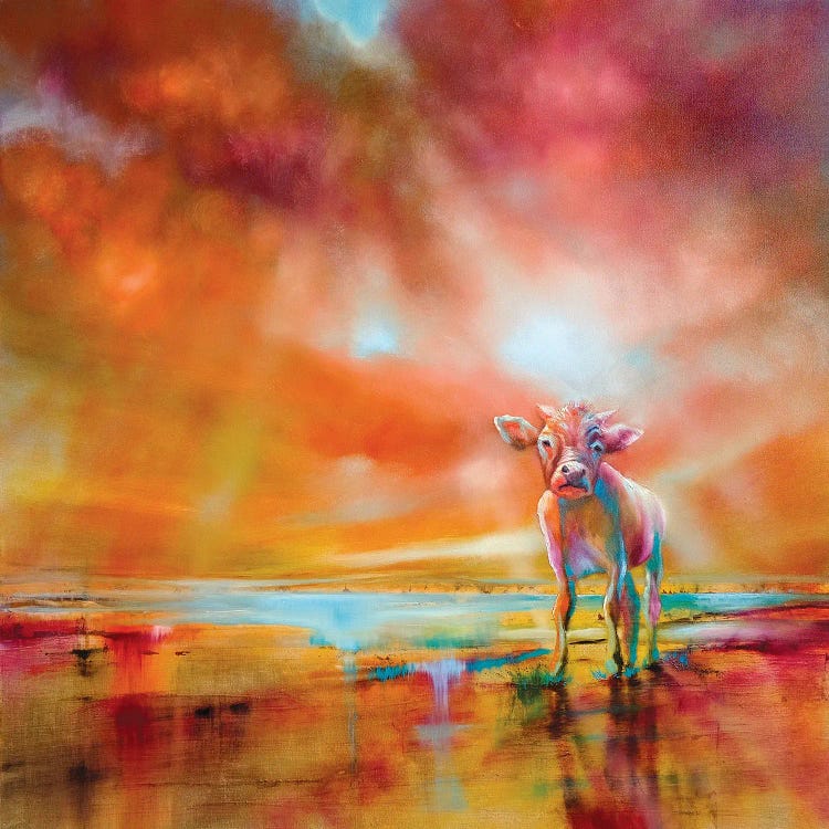 The Colorful Cow by Annette Schmucker wall art