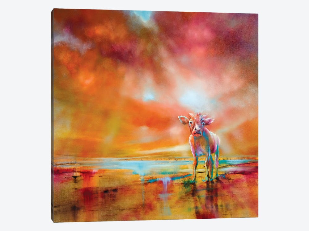 The Colorful Cow by Annette Schmucker 1-piece Canvas Wall Art