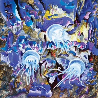Blue Jellyfish by Arleta Smolko framed canvas print