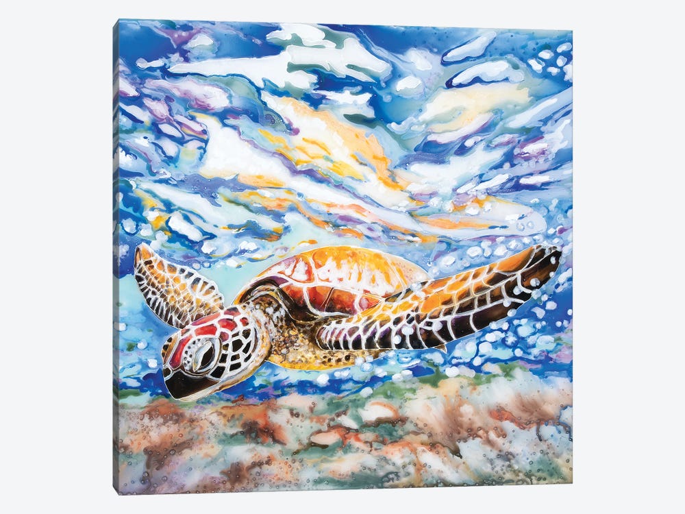 Diving Turtle by Arleta Smolko 1-piece Art Print