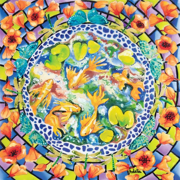 Arleta Smolko: Koi And Poppies by Arleta Smolko