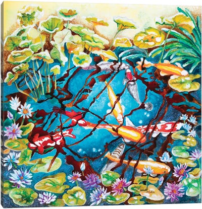 Koi In The Pond Canvas Art Print - Arleta Smolko