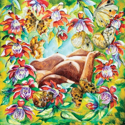 Lady Of The Flowers by Arleta Smolko framed canvas print