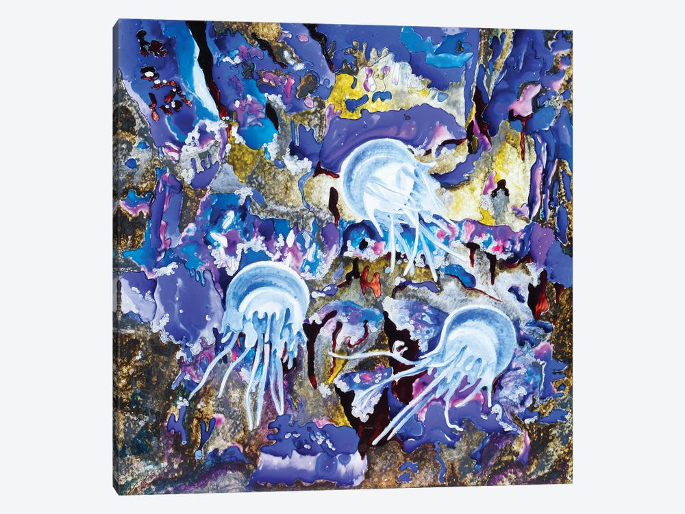 Blue Jellyfish by Arleta Smolko 1-piece Canvas Print