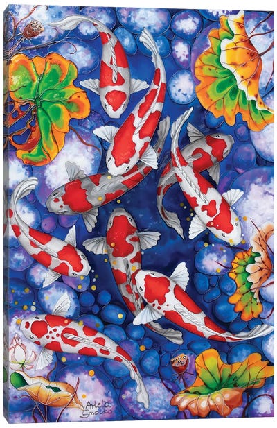 Red Koi Canvas Art Print - Arleta Smolko