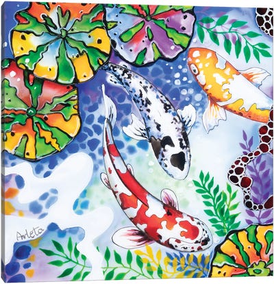 Three Koi Canvas Art Print - Koi Fish Art