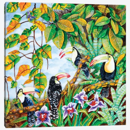 Toucans In The Forest Canvas Print #ASL28} by Arleta Smolko Canvas Art