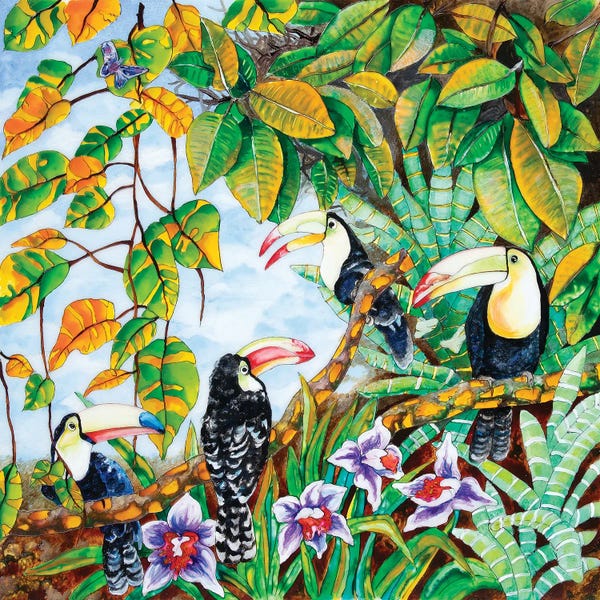 Arleta Smolko: Toucans In The Forest by Arleta Smolko