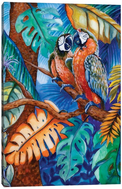 Two Parrots Canvas Art Print - Arleta Smolko