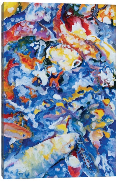 Yellow Koi Canvas Art Print - Arleta Smolko