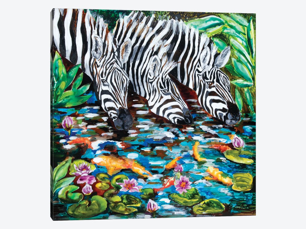 Zebra By The Pond by Arleta Smolko 1-piece Art Print