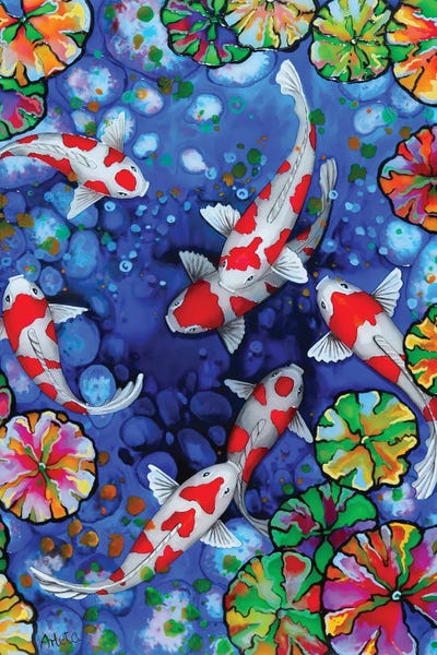 Water Lilies: Dancing Kois by Arleta Smolko