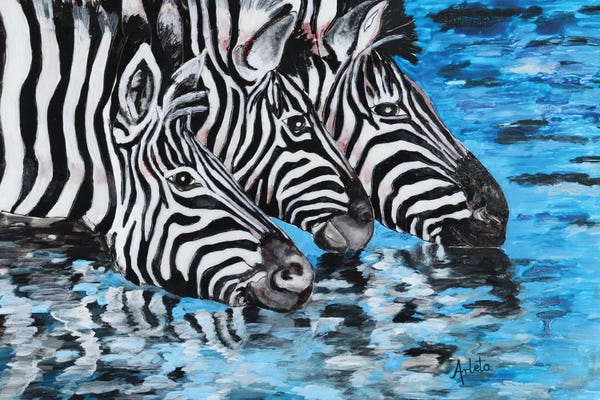 Arleta Smolko: Drinking Zebra by Arleta Smolko