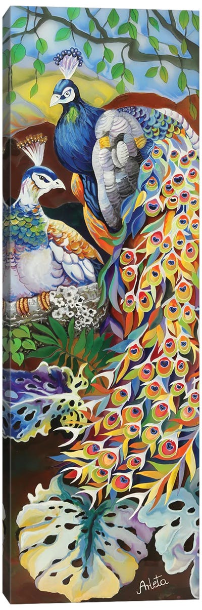Two Peacocks Canvas Art Print - Arleta Smolko