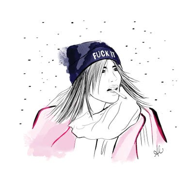 Fuck It Hat by Alison Petrie metal wall art