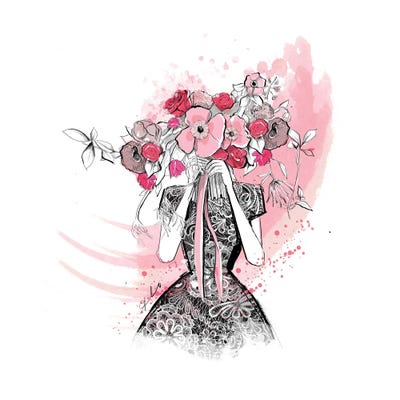 Flirting In Floral by Alison Petrie framed canvas print