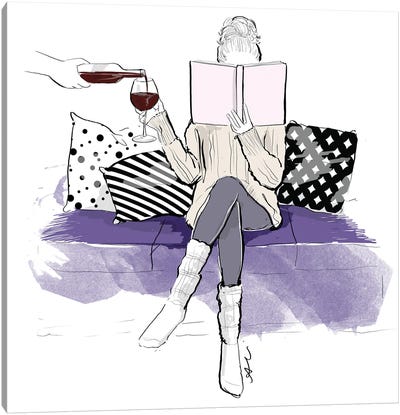 Wine And Books Canvas Art Print - Alison Petrie