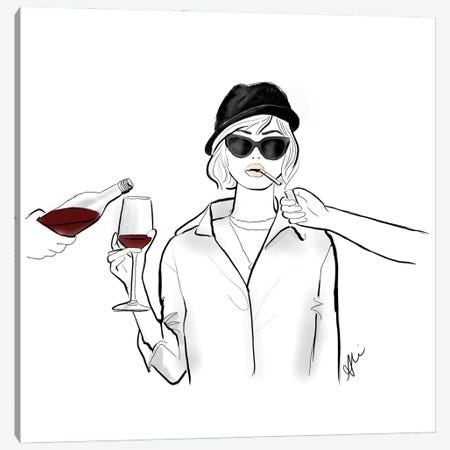 Cigs And Wine Canvas Print #ASN68} by Alison Petrie Canvas Wall Art