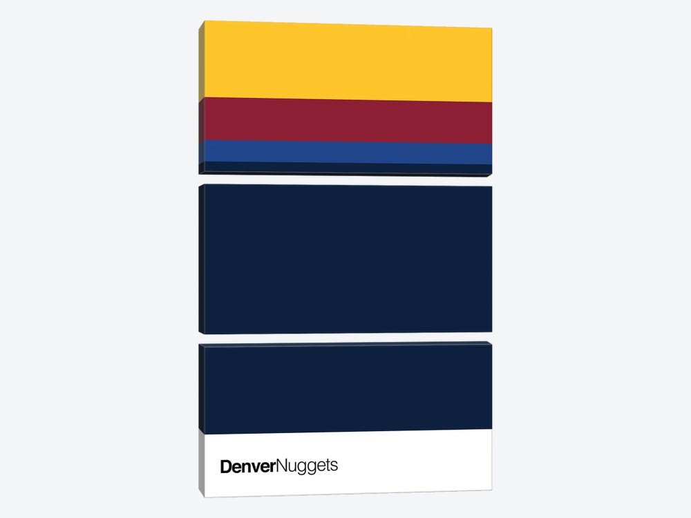Denver Nuggets Basketball by avesix 3-piece Canvas Print