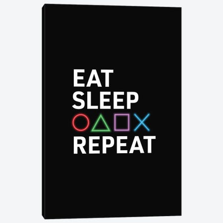 Eat Sleep Game Repeat Canvas Print #ASX154} by avesix Canvas Print