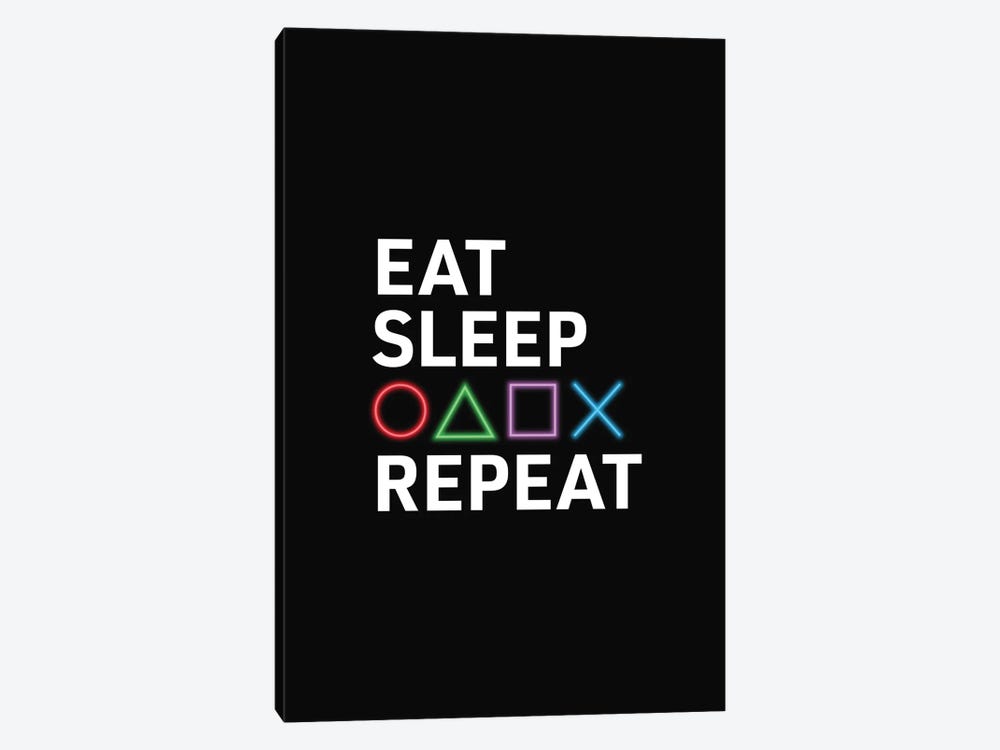 Eat Sleep Game Repeat by avesix 1-piece Canvas Art Print
