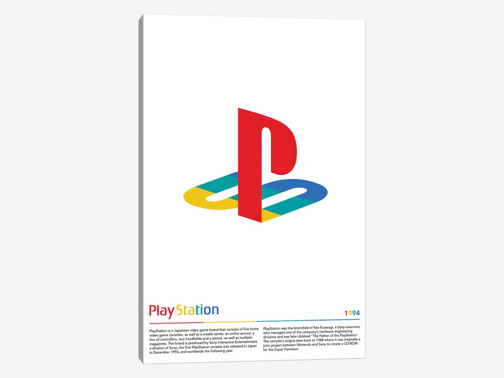 Playstation (White) by avesix 1-piece Canvas Art Print