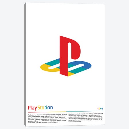 Playstation (White) Canvas Print #ASX163} by avesix Art Print