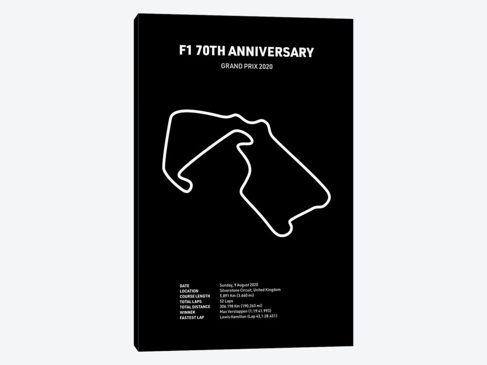 Formula 1 70th Anniversary (Black) by avesix 1-piece Canvas Art Print