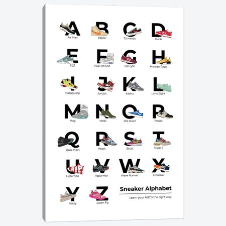 Sneaker Alphabet Canvas Print #ASX16} by avesix Canvas Artwork
