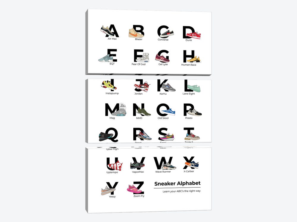 Sneaker Alphabet by avesix 3-piece Art Print