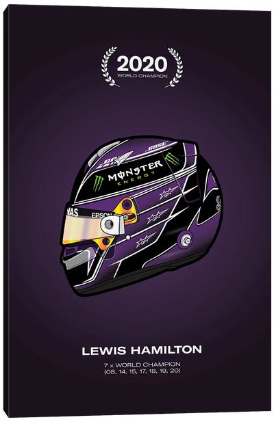Lewis Hamilton Championship Helmet Canvas Art Print - Auto Racing Art
